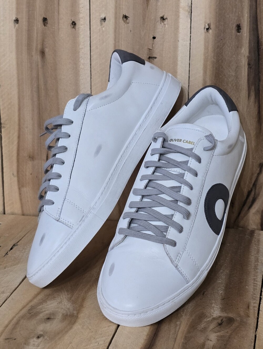 Oliver Cabell Low 1 Atlanta White Dark Gray Distressed Sneakers 45 Mens 12 b11